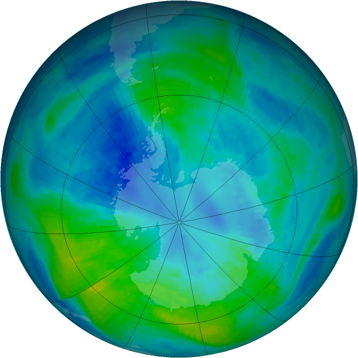 Antarctic ozone map for 09 April 1988